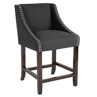 Merrick Lane Taylorsville 24 Inch Counter Height Stool with Nailhead Trim
