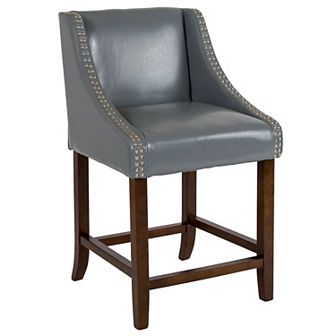 Merrick Lane Taylorsville 24 Inch Counter Height Stool with Nailhead Trim