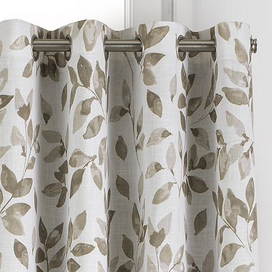 Elrene Home Fashions Avalon Botanical Floral Leaf Print Blackout Window Curtain