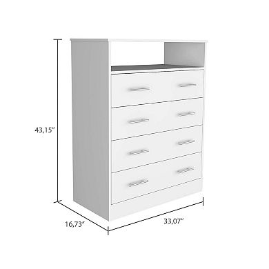Lagos Four Drawer Dresser, One Shelf, Superior Top