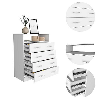 Lagos Four Drawer Dresser, One Shelf, Superior Top