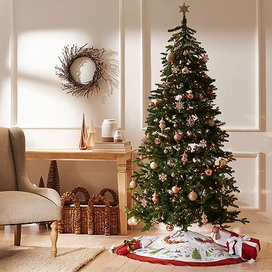 Elrene Home Fashions Santa’s Snowy Sleighride Christmas Tree Skirt, 48"X48"