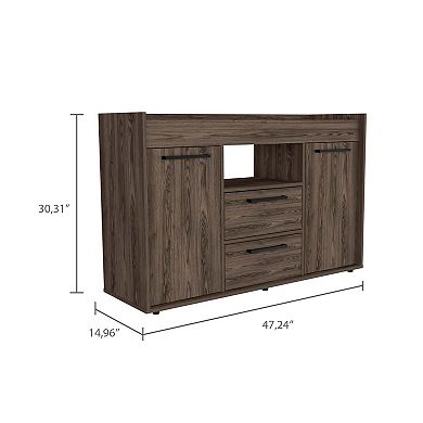 Ilumina Sideboard, Double Door Cabinet, Two Drawers, One Open Shelf