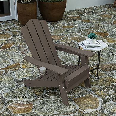 Merrick Lane All-Weather Adirondack Chair with Swiveling Cupholder