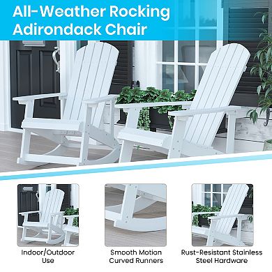 Merrick Lane All-Weather Adirondack Rocking Chairs & Outdoor Side Table