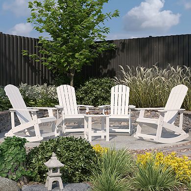 Merrick Lane All-Weather Adirondack Rocking Chairs & Outdoor Side Table