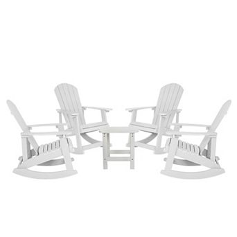 Merrick Lane All-Weather Adirondack Rocking Chairs & Outdoor Side Table