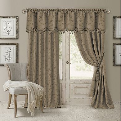 Elrene Home Fashions Mia Beaded Scallop Window Valance, 52"x19"