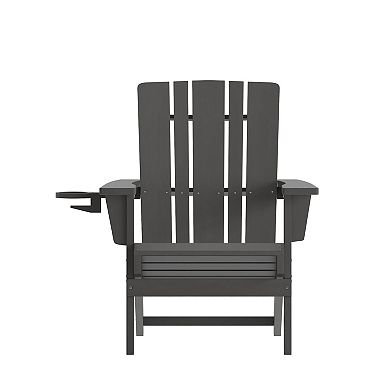 Merrick Lane Ridley Adirondack Chair with Cup Holder, Weather Resistant HDPE Adirondack Chair