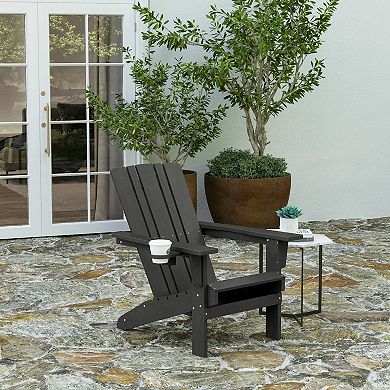 Merrick Lane All-Weather Adirondack Chair with Swiveling Cupholder