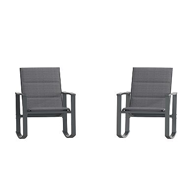Emma and Oliver Braelin Set of 2 Outdoor Rocking Chairs with Flex Comfort Material and Metal Frame