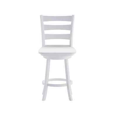 Merrick Lane Therus Commercial Grade Classic Wooden Ladderback Swivel Stool with Solid Wood Seat and Footrest