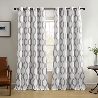 Elrene Home Fashions Renzo Ikat Geometric Linen Room Darkening Window Curtain