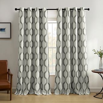 Elrene Home Fashions Renzo Ikat Geometric Linen Room Darkening Window Curtain