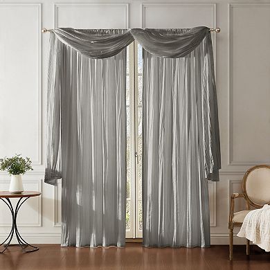 Elrene Home Fashions Athena Faux Silk Window Curtain and Scarf 3-Piece Set