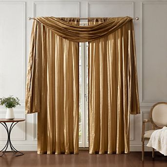 Elrene Home Fashions Athena Faux Silk Window Curtain and Scarf 3 pc Set