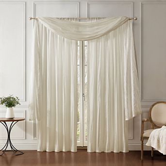 Elrene Home Fashions Athena Faux Silk Window Curtain and Scarf 3 pc Set