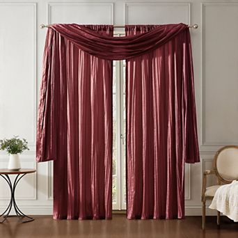 Elrene Home Fashions Athena Faux Silk Window Curtain and Scarf 3 pc Set