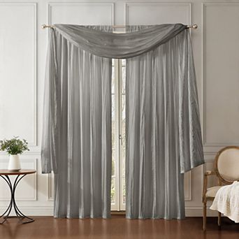 Elrene Home Fashions Athena Faux Silk Window Curtain and Scarf 3 pc Set
