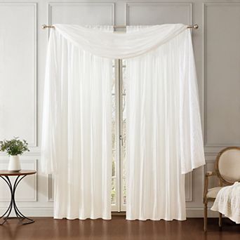Elrene Home Fashions Athena Faux Silk Window Curtain and Scarf 3 pc Set