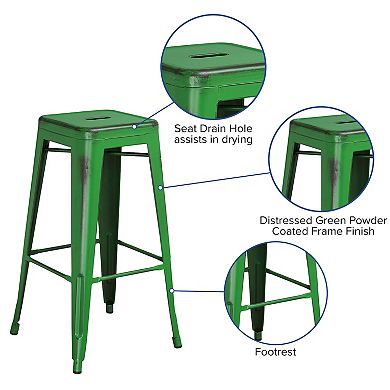 Merrick Lane Elba Series Metal Stool with Powder Coated Finish and Integrated Floor Glides