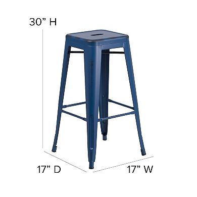 Merrick Lane Elba Series Metal Stool with Powder Coated Finish and Integrated Floor Glides