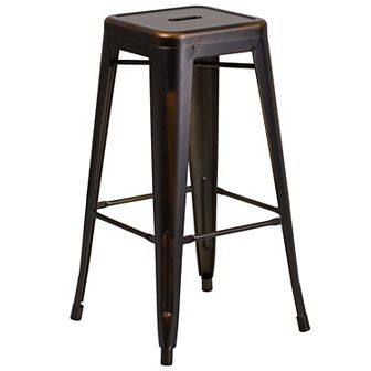 Merrick Lane Elba Series Metal Stool with Powder Coated Finish and Integrated Floor Glides