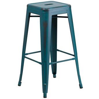 Merrick Lane Elba Series Metal Stool with Powder Coated Finish and Integrated Floor Glides