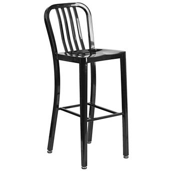 Merrick Lane Santorini 30 Inch Galvanized Steel Indoor/Outdoor Counter Bar Stool With Slatted Back And Powder Coated Finish