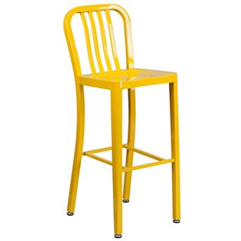 Merrick Lane Santorini 30 Inch Galvanized Steel Indoor/Outdoor Counter Bar Stool With Slatted Back And Powder Coated Finish