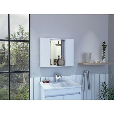 Draco Medicine Cabinet, Mirror, Double Door, One External Shelf