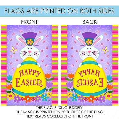 Top Hat Bunny 'Happy Easter' Outdoor House Flag 40" x 28"