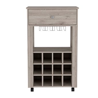 Ace Bar Cart, Twelve Built-in Wine Rack, Casters, Drawer
