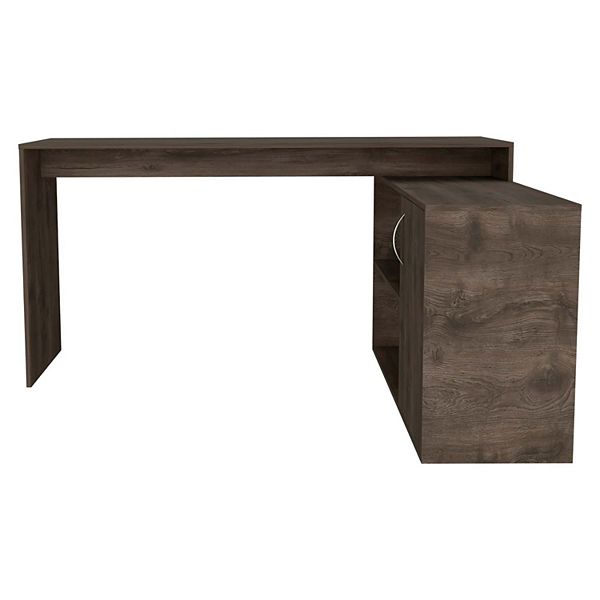 Antlia LShaped Writing Desk, Two Shelves, Single Door