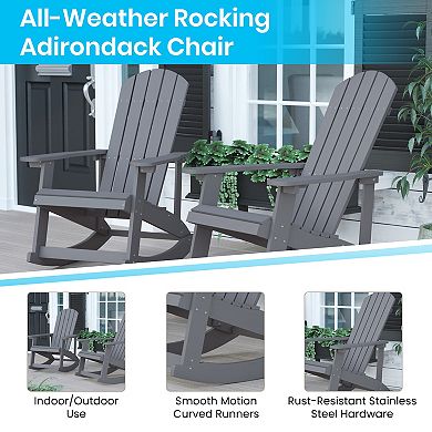Merrick Lane All-Weather Adirondack Rocking Chairs & Outdoor Side Table