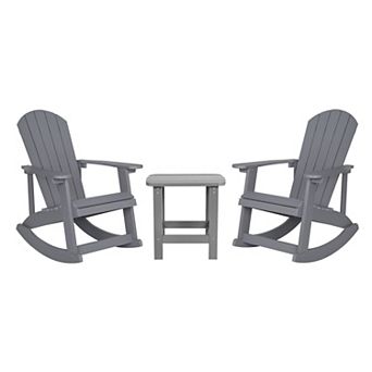 Merrick Lane All-Weather Adirondack Rocking Chairs & Outdoor Side Table