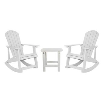 Merrick Lane All-Weather Adirondack Rocking Chairs & Outdoor Side Table