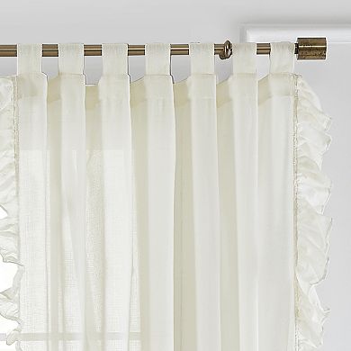 Elrene Home Fashions Bella Tab-Top Ruffle Sheer Window Curtain