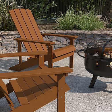 Merrick Lane Set of 2 Poly Resin Adirondack Chairs & Outdoor Star & Moon Firepit