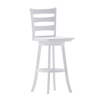Merrick Lane Therus Commercial Grade Classic Wooden Ladderback Swivel Stool with Solid Wood Seat and Footrest