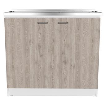 Oklahoma Utility Sink, Double Door Cabinet, Stainless Steel Countertop