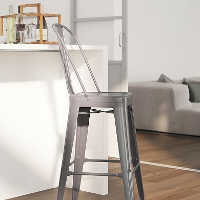 Merrick Lane Geralt Modern Stool with Powder Coated Metal Frame for Indoor Use