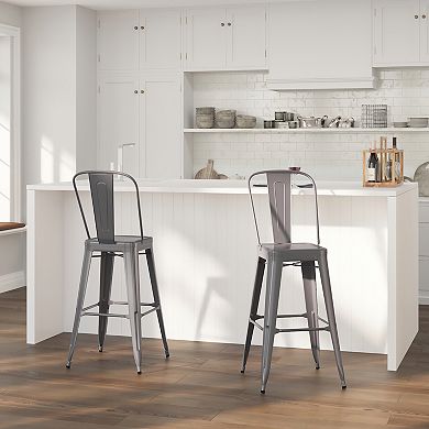 Merrick Lane Geralt Modern Stool with Powder Coated Metal Frame for Indoor Use