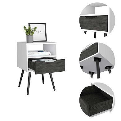 Allie Nightstand, Superior Top, Open Shelf, One Drawer