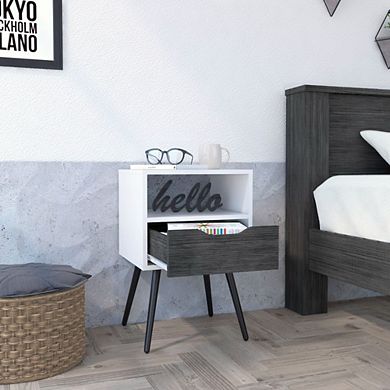 Allie Nightstand, Superior Top, Open Shelf, One Drawer