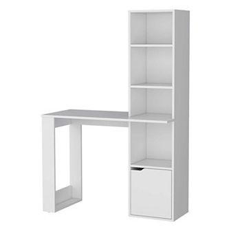 Anson Computer Desk with 4 tier Bookcase and 1-Door Cabinet
