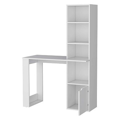 Anson Computer Desk with 4-Tier Bookcase and 1-Door Cabinet