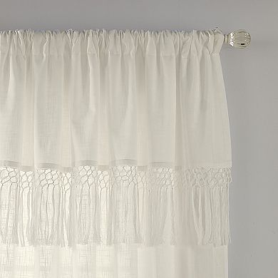 Elrene Home Fashions Calypso Macramé Tassel Semi Sheer Window Curtain