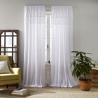 Elrene Home Fashions Calypso Macramé Tassel Semi Sheer Window Curtain