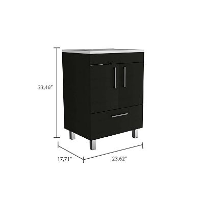 Othello Single Bathroom Vanity, Double Door Cabinet, One Drawer